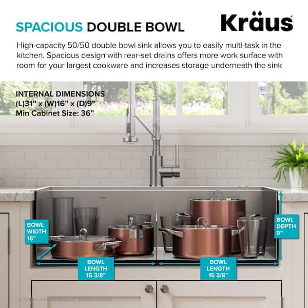 Kraus KWT302-30 30 Workstation Kitchen Sink With Accessories