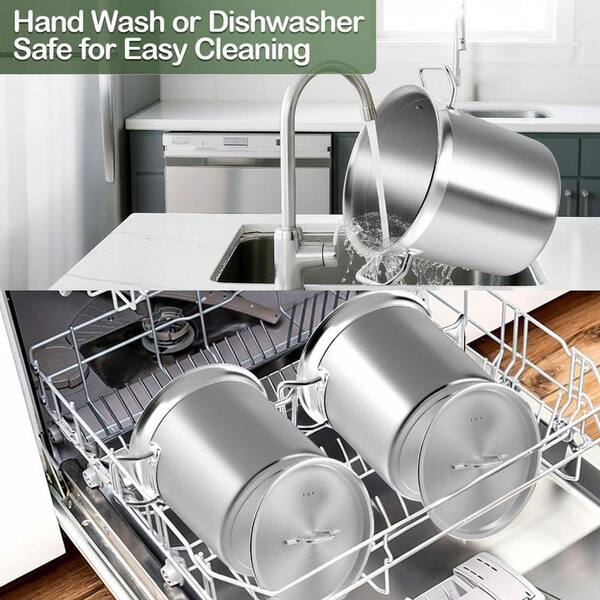 35 qt. Stainless Steel Nonstick Stock Pot with Lid in Silver Heavy
