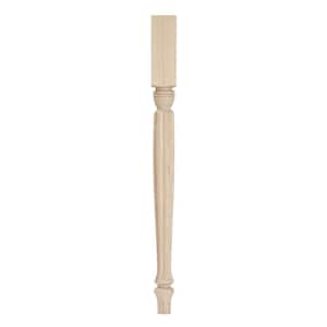 Country French Table Leg with Chamfer - 27 in. H x 2.25 in. Dia. - Sanded Unfinished Ash Wood - DIY Furniture Decor