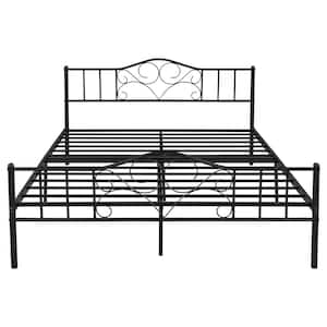 Harper & Bright Designs Queen Size Silver Metal Platform Bed With ...