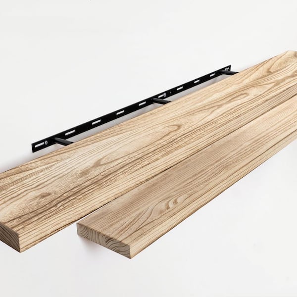 48 in. W x 6.8 in. D Carbonized Black Floating Shelves, Decorative Wall Shelf (Set of 2)