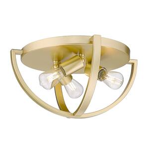 Colson 14.125 in. 3-Light Olympic Gold Flush Mount