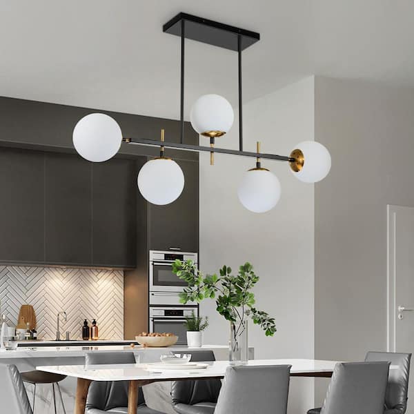 EDISLIVE Deerfield 5-Light Black & Brass Kitchen Island Chandelier