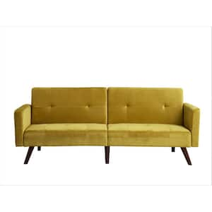 US Pride Furniture Cricklade 72 in. Golden Yellow Velvet 2-Seater Twin ...