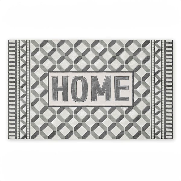 Classic Tile Vibes Entry Black 18 in. x 30 in. Polyester Non-Slip Outdoor Door Mat