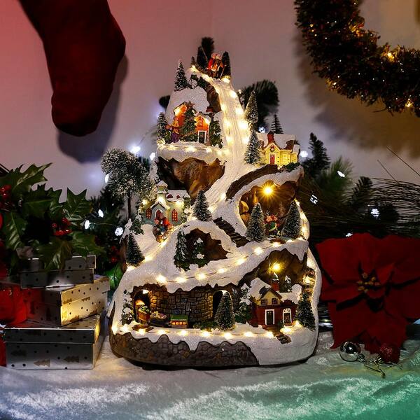 Alpine Corporation 18 in. Tall Animated Winter Wonderland Set with