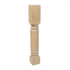 35-1/4 in. x 5 in. Unfinished Solid Hardwood Fluted Kitchen Island Leg