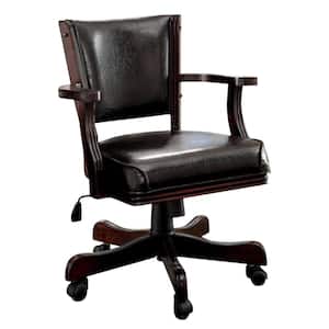 Leather Seat Swivel Arm Chair in Brown with Non Adjustable Arms