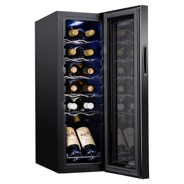 Schmecke - 12-Bottle Wine Cooler, Large Cellar Cooling Unit in Black, Freestanding Wine Fridge with Lock