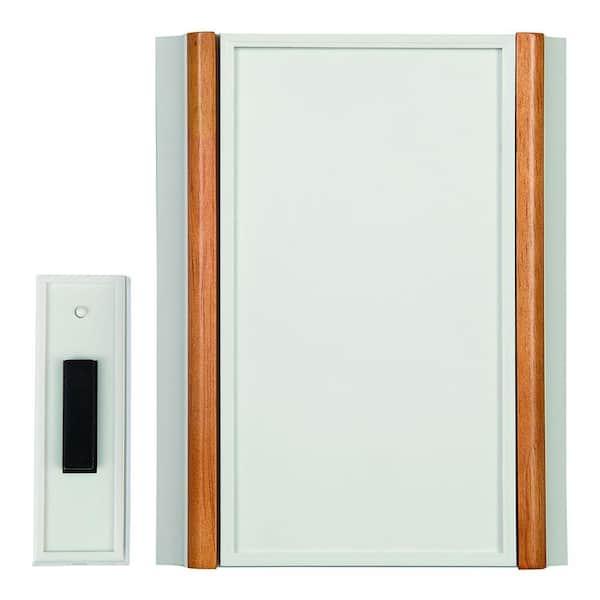 Carlon Wireless Battery Door Chime with Wood Trim, White (3 per Case)