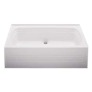 27 in. x 54 in. ABS Bath Tub With Apron and Center Drain - White