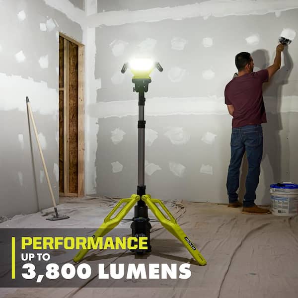 RYOBI ONE+ Hybrid Tri-Power Tripod Light and WHISPER SERIES 7-1/2