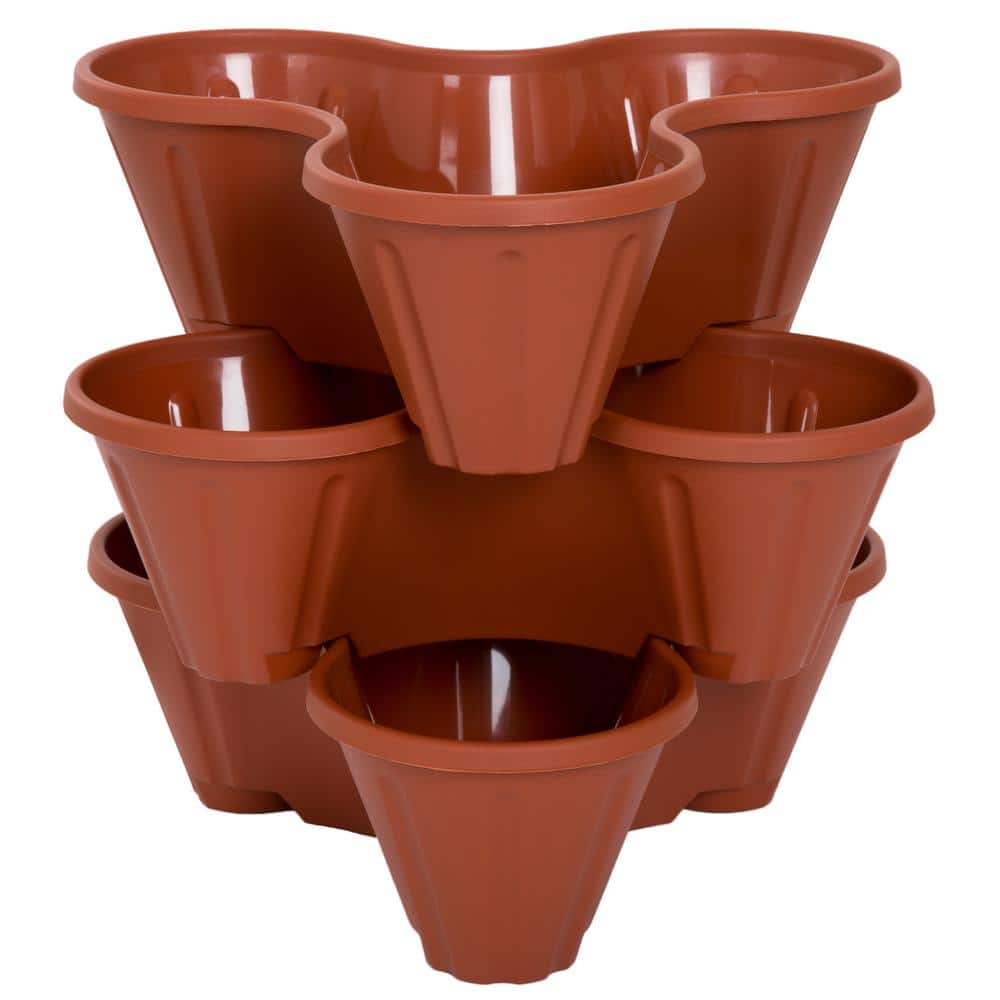 Pure Garden 13 in. Plastic Stackable Planters (3-Pack) M150020