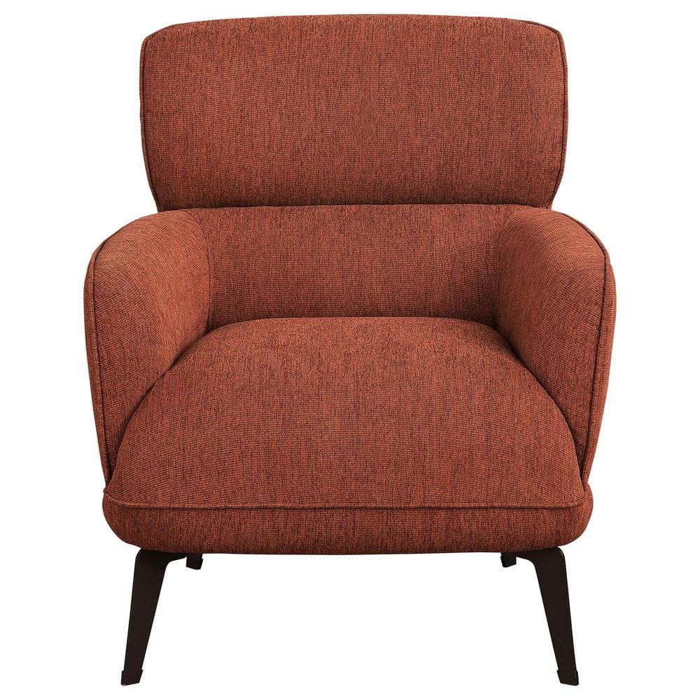 Andrea Orange Transitional Accent Chair with Black Metal Legs