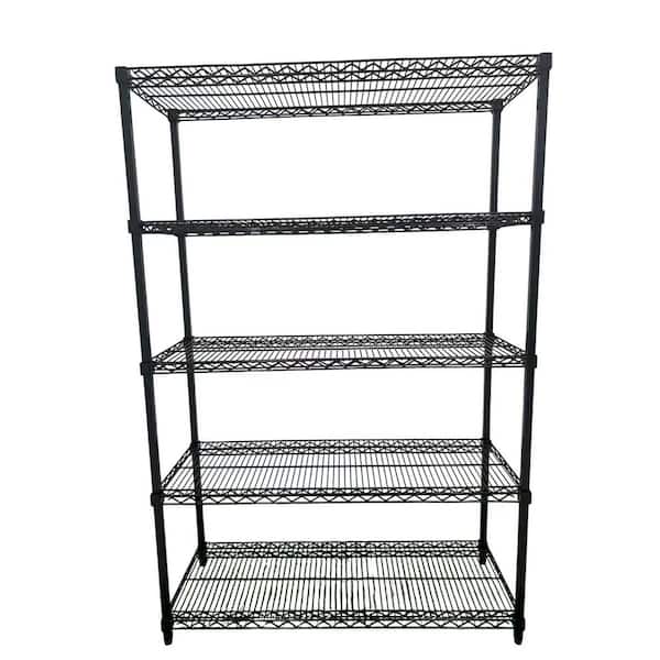 Steel Wire 5-Shelf Adjustable Garage Storage Shelving Unit in Black (48 in. W x 72 in. H x 18 in. D)