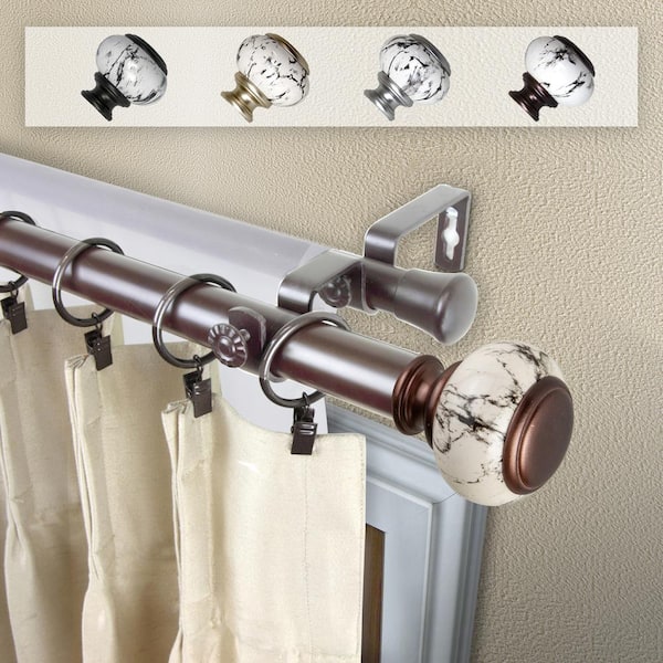 EMOH 1 Inch Dia 48-84" Adjustable Grove Double Curtain Rod in Bronze