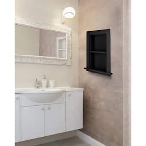 12.75 in. W x 4.72 in. D x 18.11 in. H Wood Recessed Decorative Bathroom Storage Wall Cabinet in Black