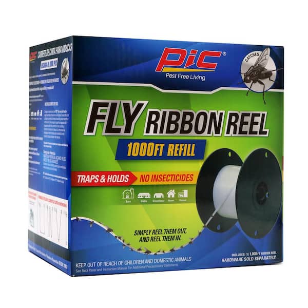 PIC Fly Ribbon Line Trap Refill,1000 ft., Fly Reel Sticky Tape Trap, Indoor Outdoor Disposable Fly Strip, Non-Toxic