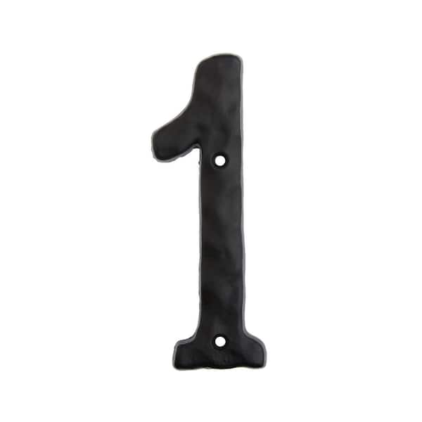6 in. Matte Black Cast Iron Number 1