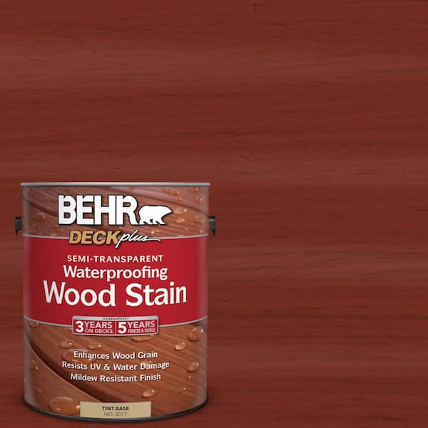 BEHR DECKplus 1 gal. #ST-330 Redwood Semi-Transparent Waterproofing Exterior Wood Stain