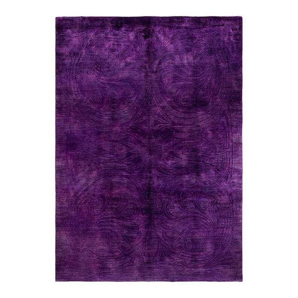 Overdyed Purple 9 ft. x 12 ft. Solid Wool Indoor Area Rug