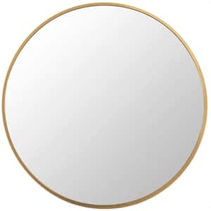 Sdkoa 31.9 in. H x 31.9 in. W Gold Modern Style Metal Frame Round Mirror
