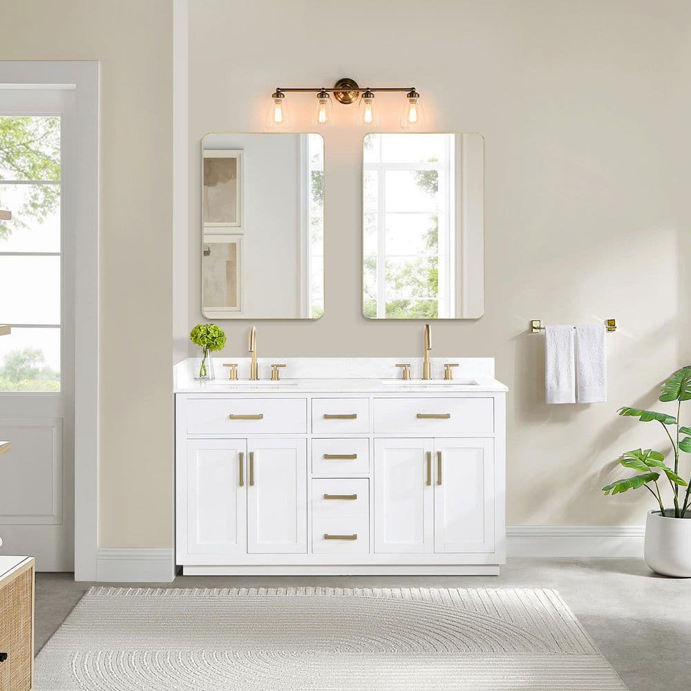 Altair Gavino 60 in. W x 22 in. D x 34 in. H Bath Vanity in White