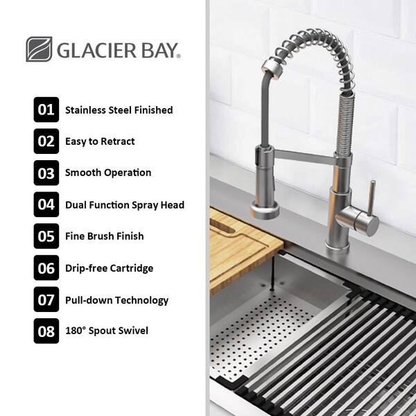 Glacier Bay All in-One 33 in. Drop-in/Undermount Single Bowl 18