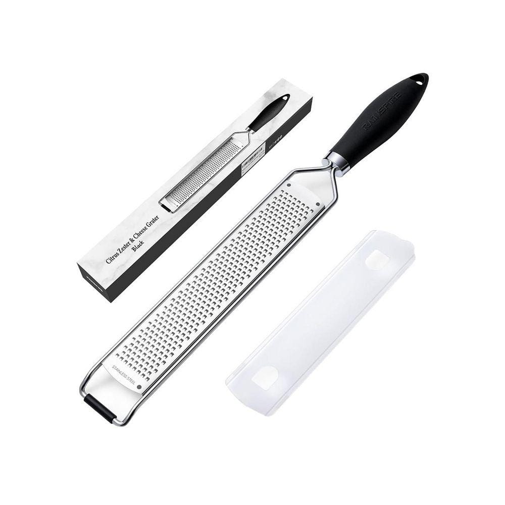 Upgraded Series Black Zester Grater with Easy Clean Dish Washable Stainless Steel Blade and Protective Cover