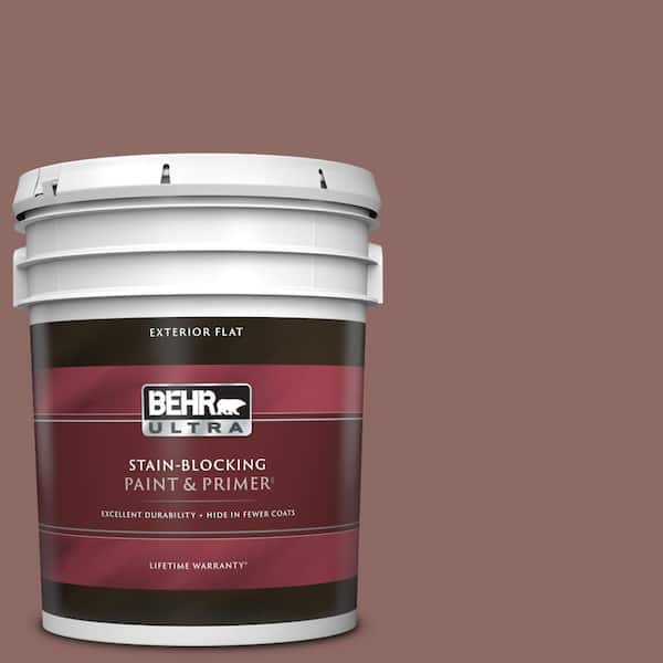 BEHR ULTRA 5 gal. #700B-5 Red Stone Flat Exterior Paint & Primer