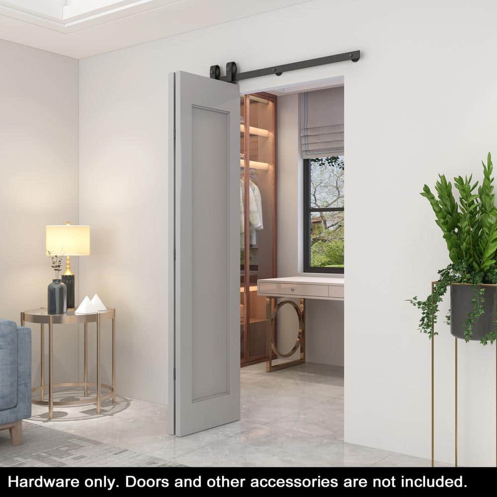 42 in. Black Single Bi-Fold Top Mount Sliding Barn Door Track and Hardware Kit price history on PriceWatchPro