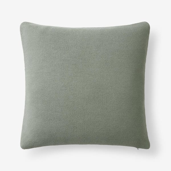 The Company Store Classic All Season Breathable Cotton Knit Decorative Green 20 in. x 20 in. Throw Pillow Cover
