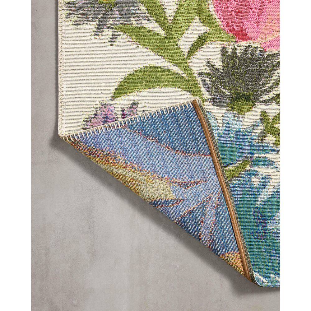 Ivory and Multicolor Floral Flat Woven Area Rug 2'-5" x 3'-11"