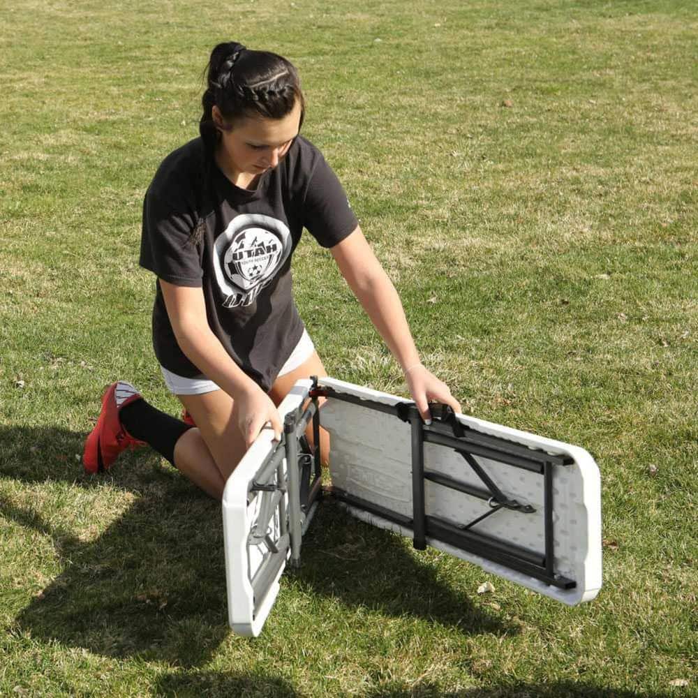 White Granite 6-Foot Fold-In-Half Outdoor Bench