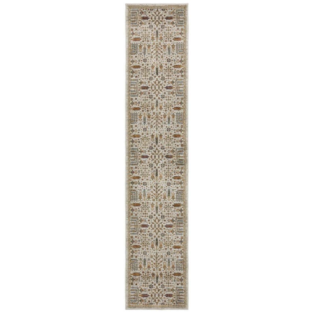 2 X 12 Ivory, Gold Oriental Washable Area Rug Runner Rug price history on PriceWatchPro