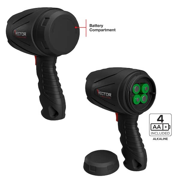 VECTOR 800 Lumen Waterproof LED Handheld Spotlight, 6 AA Batteries