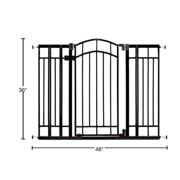 The Doorway 48W Series Pet and Baby Gate, Pressure or Hardware Mounted Auto Close Door Black, 36 in. Tall