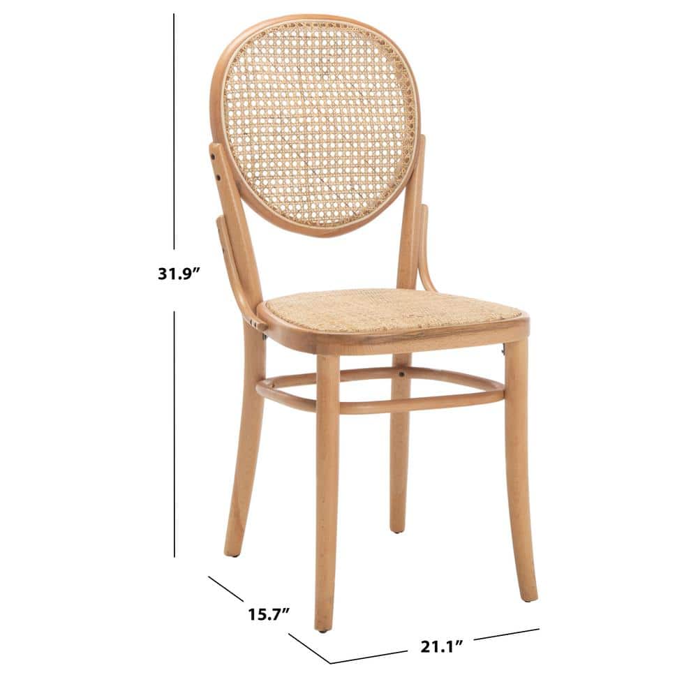 Elegant Transitional Natural Cane and Wood Side Chair