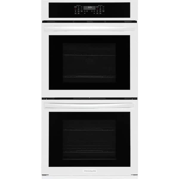 27 in. Double Electric Wall Oven with Convection 30-min Steam-Cleaning in White