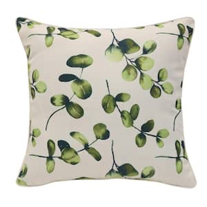 18 in. x 18 in. Tropical Outdoor Pillow Throw Pillow in Green Includes 1 Throw Pillow