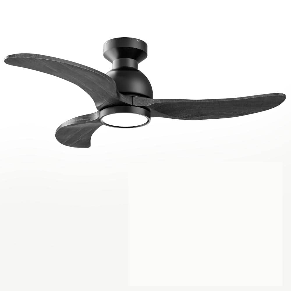 42 in Intelligent Black Solid Wood Black Flush Mount Standard Ceiling Fans with 3CCT Dimmable LED Lights and 8″Downrod price history on PriceWatchPro