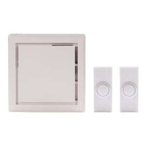 Wireless Plug-In Doorbell Kit with 2 Wireless Push Buttons, White