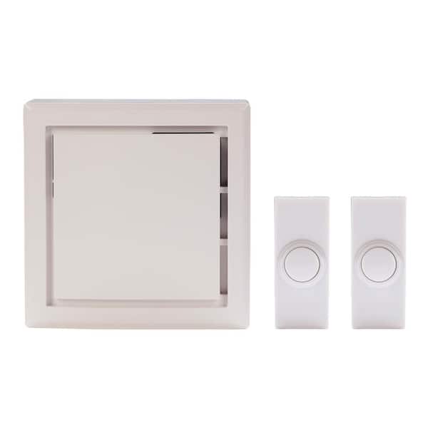 Hampton Bay Wireless Battery Operated Door Bell Kit with 2-Push Buttons in  White HB-7732-03 - The Home Depot