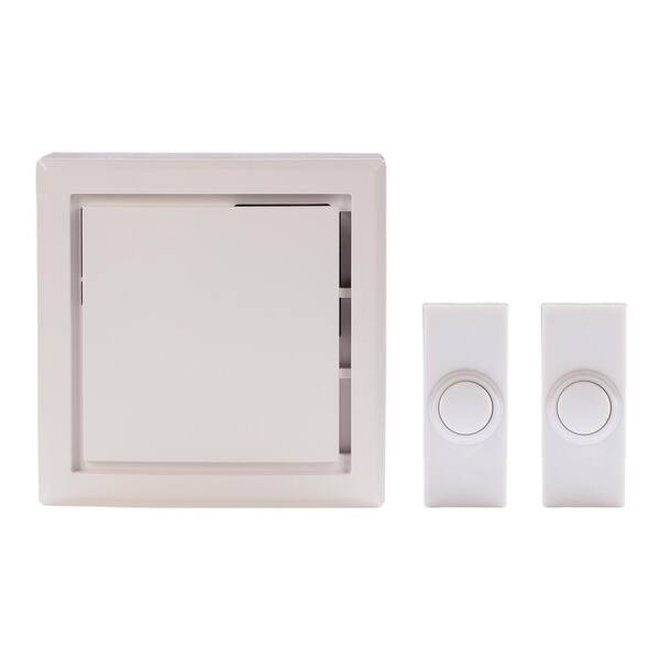 Hampton Bay Wireless Plug-In Doorbell Kit with 2 Wireless Push Buttons, White