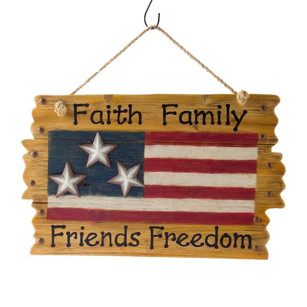 Glitzhome 14.96 in. H Patriotic Wooden Flag Wall Decor