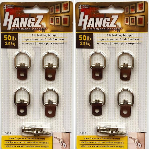 HangZ 4-Piece 50 lbs. 1-Hole D-Ring Hanger (2-Pack) 10008-2 - The 