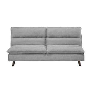 Howerton 74.5 in. Armless Textured Fabric Upholstered Rectangle Sofa with Drop-down back in. Gray color
