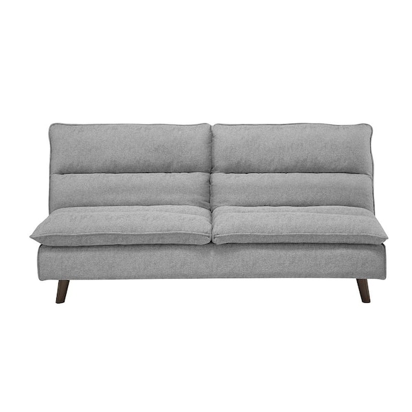 Unbranded Howerton 74.5 in. Armless Textured Fabric Upholstered Rectangle Sofa with Drop-down back in. Gray color