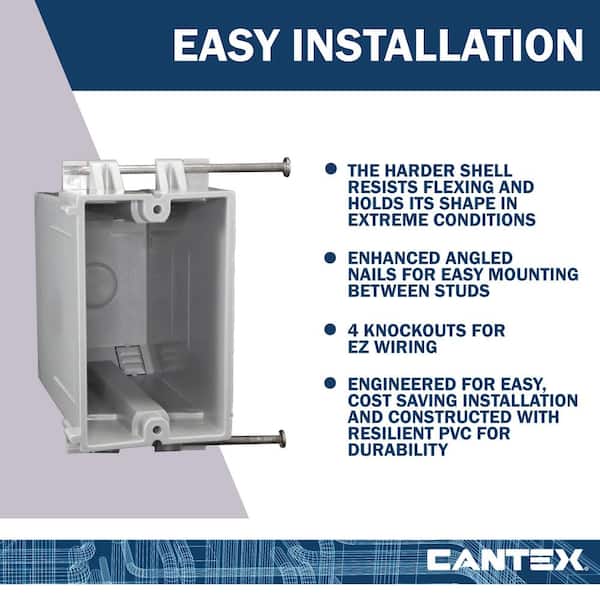 Cantex New Work 1-Gang 22 cu. in. Heavy Wall Nail-on Electrical