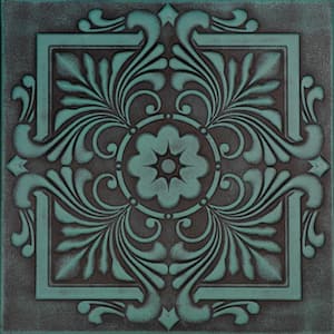 Victorian 1.6 ft. x 1.6 ft. Glue Up Foam Ceiling Tile in Antique Green